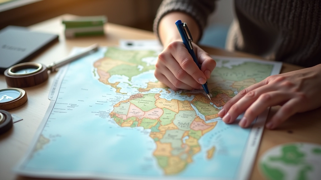 Person adjusting course on a map, changing direction, strategic planning moment